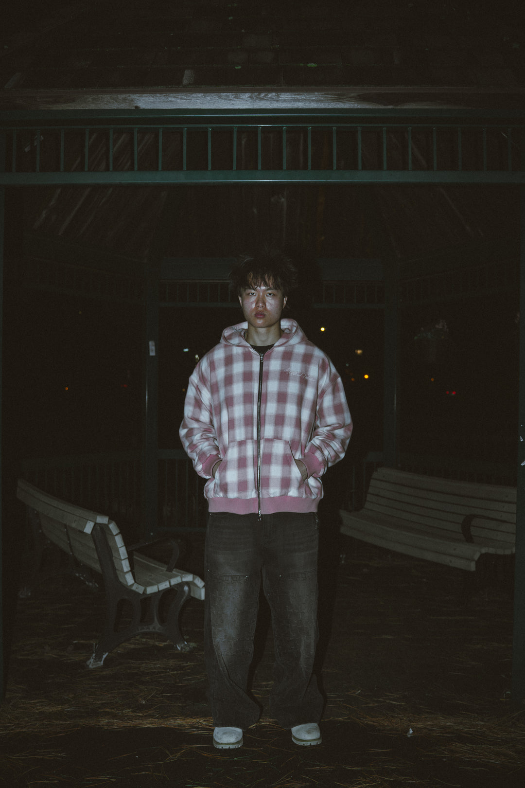 Reversible Plaid Zip Up