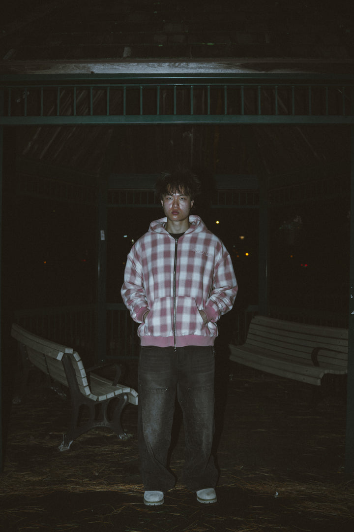Reversible Plaid Zip Up