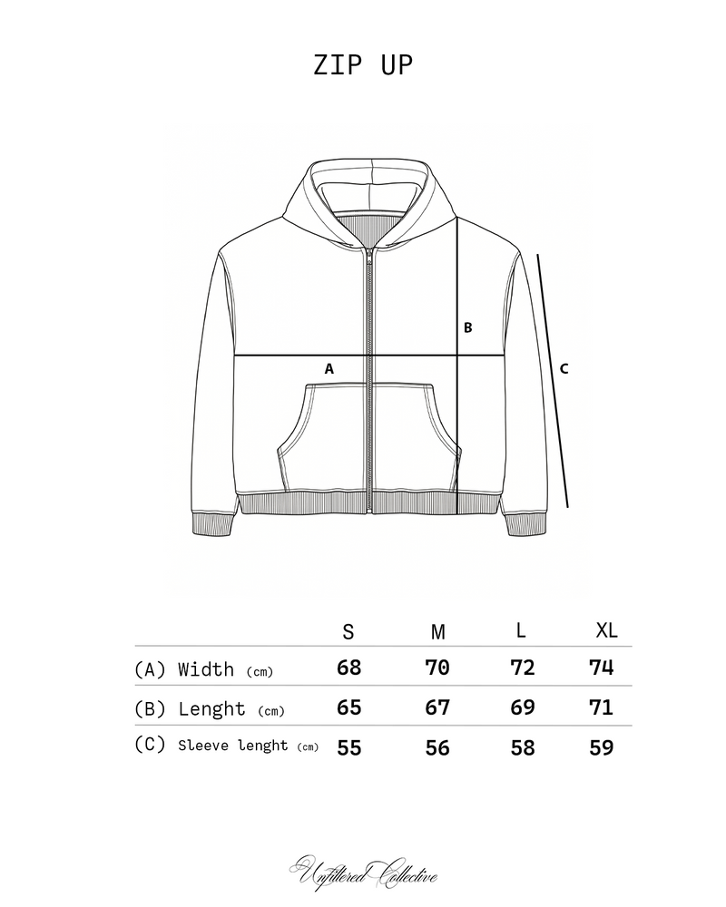 Reversible Plaid Zip Up size chart