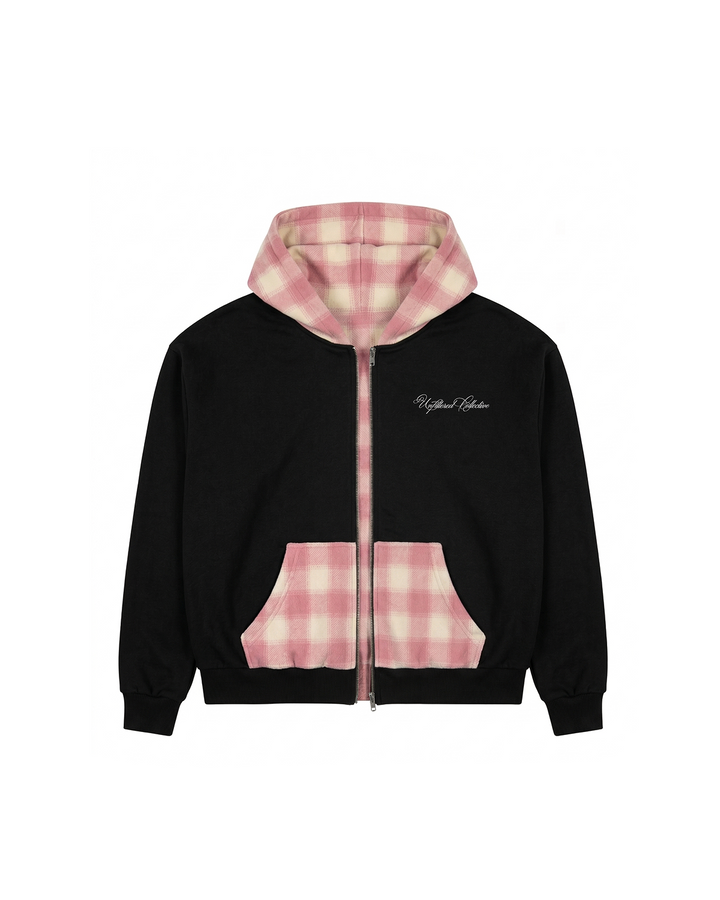 Reversible Plaid Zip Up